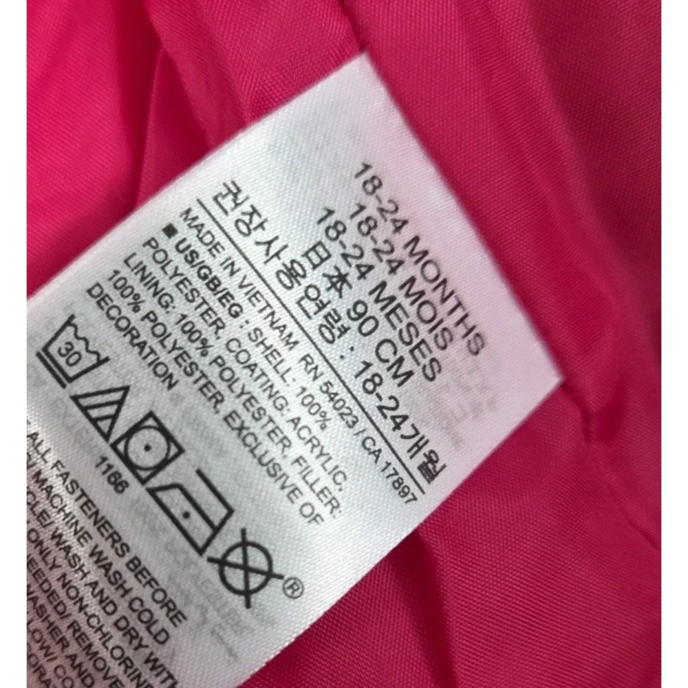GAP Baby Girls 18-24 Mos Puffer‎ Vest Cold Control Hot Pink Full Zip Warm NEW